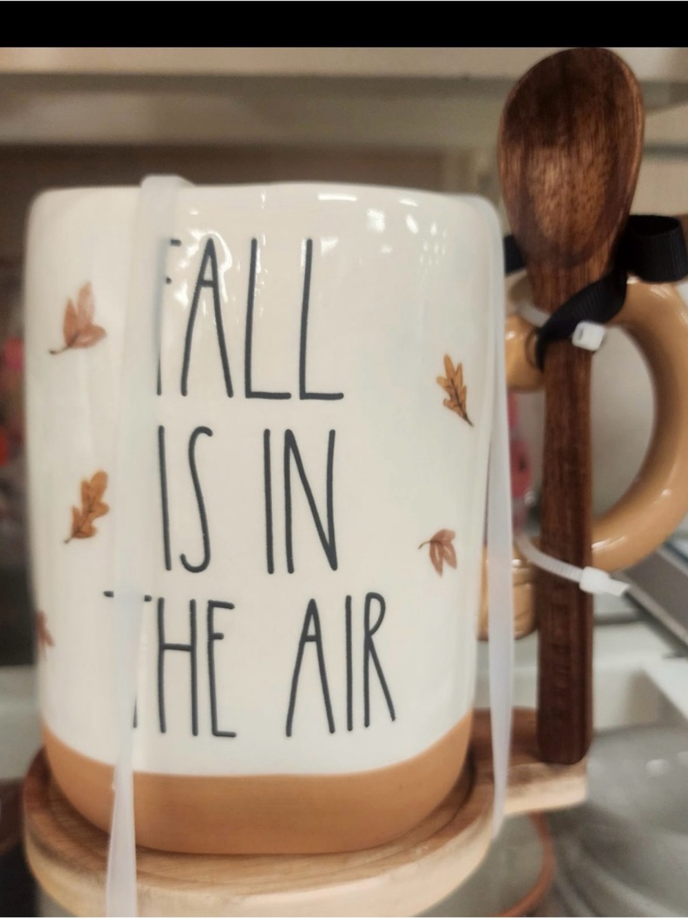 Rae Dunn Fall is in the Air Fall Leaves Mug with Wooden Spoon